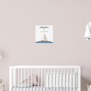 Poster Anniversaire de enfant nautique   Bateau bleu et b