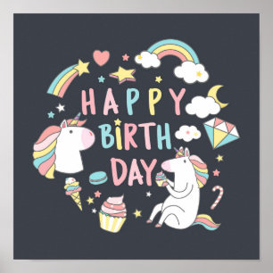 Poster Anniversaire de la licorne