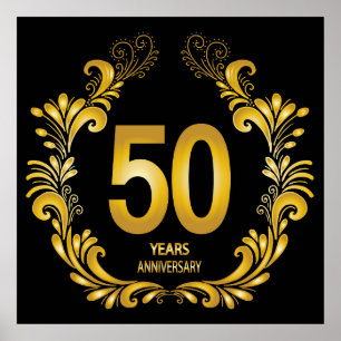 Poster Anniversaire de la Parties scintillant d'or de 50 