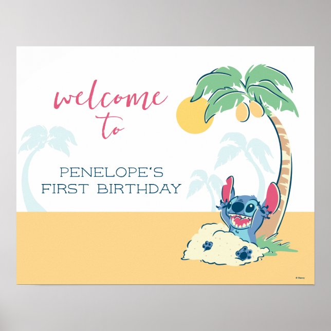Poster Anniversaire de Lilo et Stitch Beach (Devant)