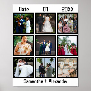 Poster Anniversaire de mariage personnalisé moderne 9 pho