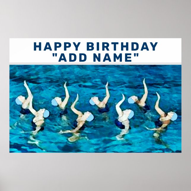 Poster anniversaire de nageur personnalisé (Devant)