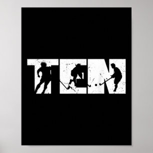 Poster Anniversaire des 10 ans de hockey sur gazon rétro 