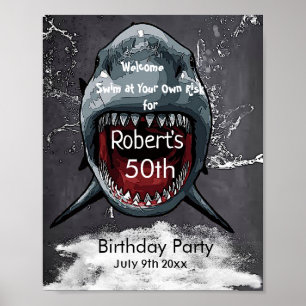 Poster Anniversaire des requins, Attaque des requins,