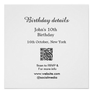 Poster Anniversaire détails 10e anniversaire balayage QR