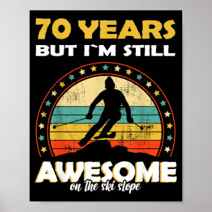 Poster Anniversaire drôle de ski génial 70 ans