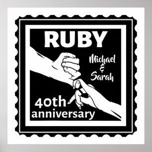 Poster anniversaire du mariage de Ruby, main dans la main