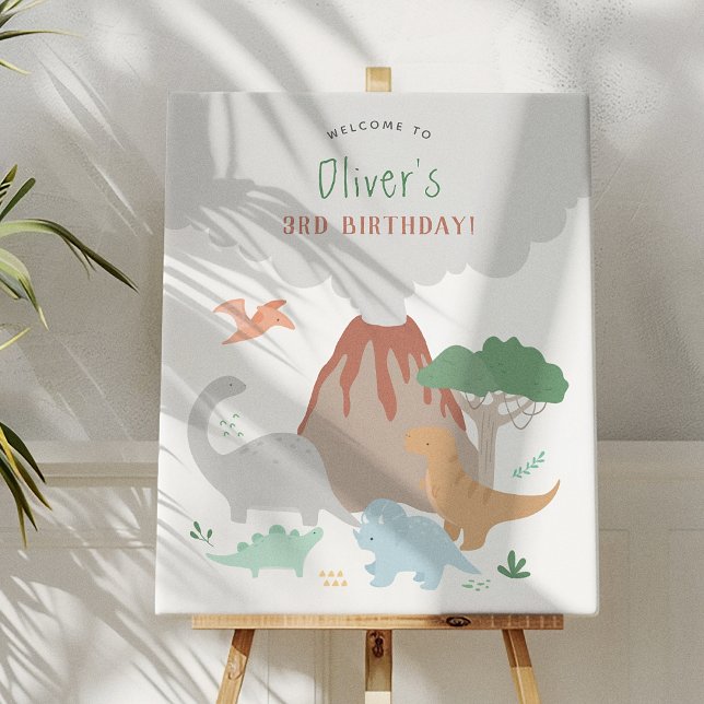 Poster Anniversaire du volcan Dinosaur Boy (Créateur téléchargé)