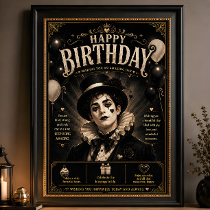 Poster Anniversaire Elegant Gothic Pierrot