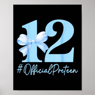 Poster Anniversaire Fille Bleue Coquette Bow 12 ans Offic