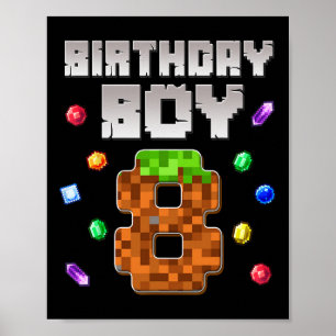 Poster Anniversaire Garçon Enfants 8e anniversaire Jeu 8 