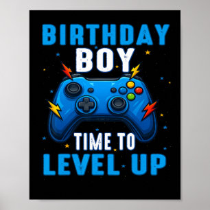 Poster Anniversaire Garçon Temps De Niveau Up Gamer Jeu V