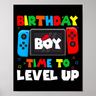 Poster Anniversaire Garçon Temps De Niveau Up Video Jeu A