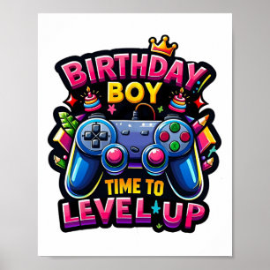 Poster Anniversaire Garçon Temps De Niveau Up Video Jeu A
