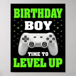 Poster Anniversaire Garçon Temps De Niveau Up Video Jeu A