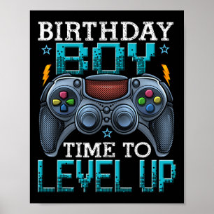Poster Anniversaire Garçon Temps De Niveau Up Video Jeu A