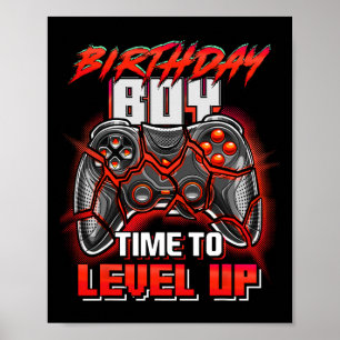 Poster Anniversaire Garçon Temps De Niveau Up Video Jeu A