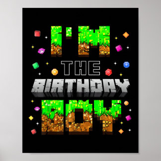 Poster Anniversaire Je suis Anniversaire Jeu Garçon Pixel