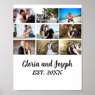 Poster Anniversaire Mariage personnalisé 9 Photo Collage