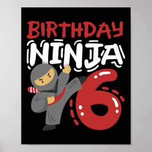 Poster Anniversaire Ninja 6 ans Karate Enfants 6e anniver