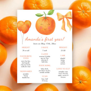 Poster Anniversaire Orange et Bow Premier Anniversaire