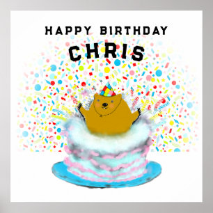 Poster anniversaire personnalisé du jour de la marmotte