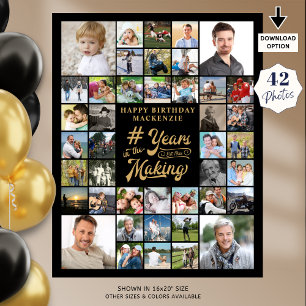Poster Anniversaire Photo Collage ANNÉES DANS LA FABRICAT