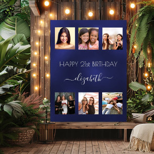 Poster Anniversaire photo collage marine bleu BFF