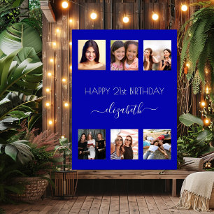 Poster Anniversaire photo collage royal bleu BFF