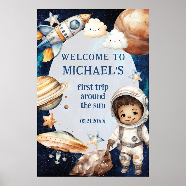 Poster Anniversaire Premier Voyage Autour Du Soleil Bienv (Devant)