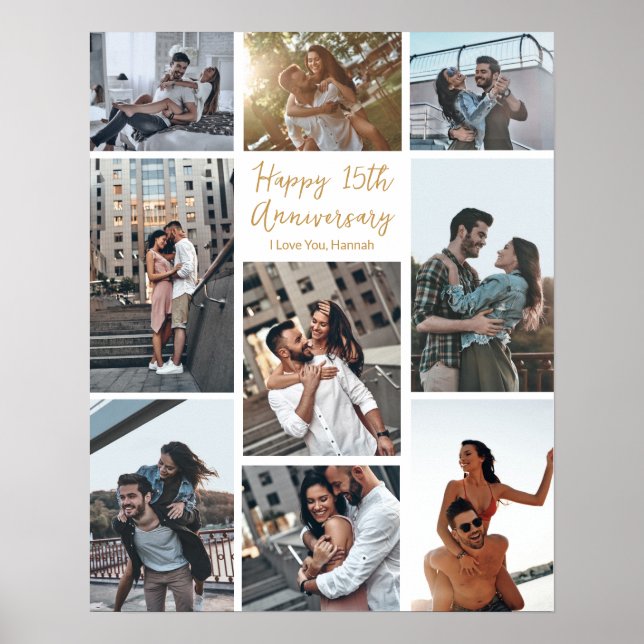 Poster Anniversaire romantique Personnalisé Photo moderne (Devant)