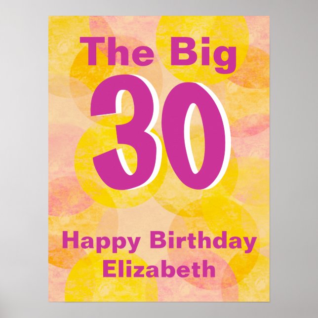 Poster Anniversaire rose et jaune (Devant)