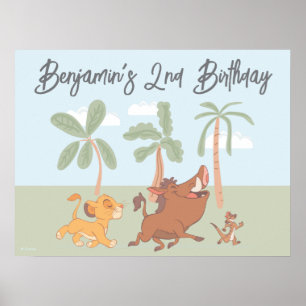Poster Anniversaire Safari dans la jungle du Roi Lion de 