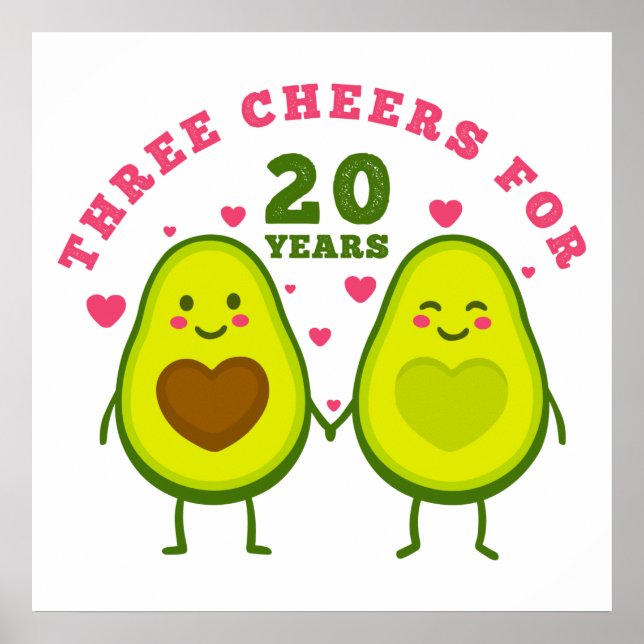 Poster Anniversaire trois applaudissements pour 20 ans (Devant)