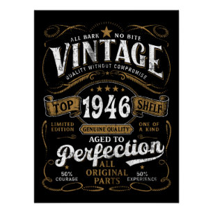 Poster Anniversaire Vintage 1946 Vieilli à la Perfection