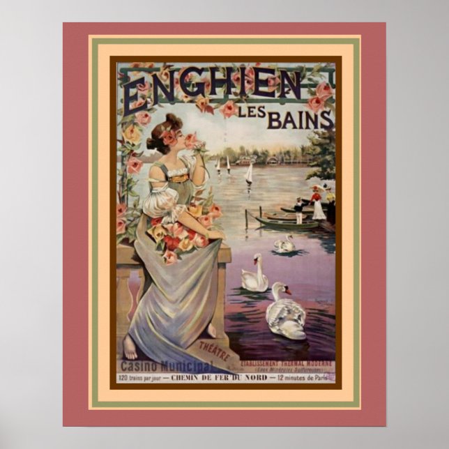 Poster Annonce Art Nouveau "Enghien Les Bains" 16 x 20 Po (Devant)