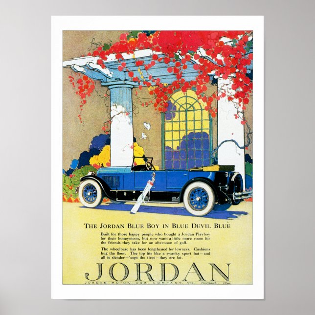 Poster Annonce automobile vintage bleue (Devant)
