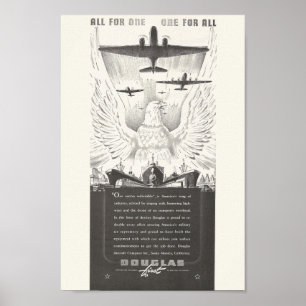 Poster Annonce d'avion Douglas 1941