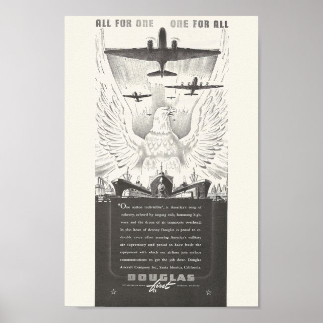 Poster Annonce d'avion Douglas 1941 (Devant)
