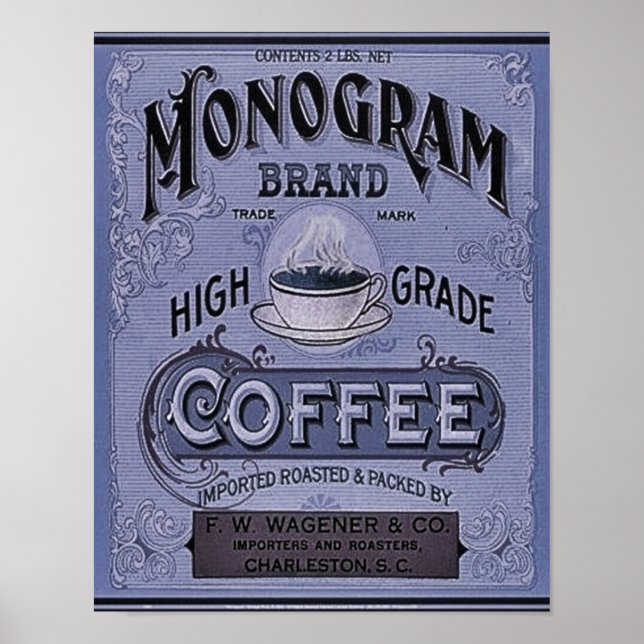 Poster Annonce de café 1900 Monogramme (Devant)