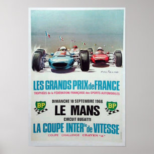 Poster Annonce de courses de lemans 1966