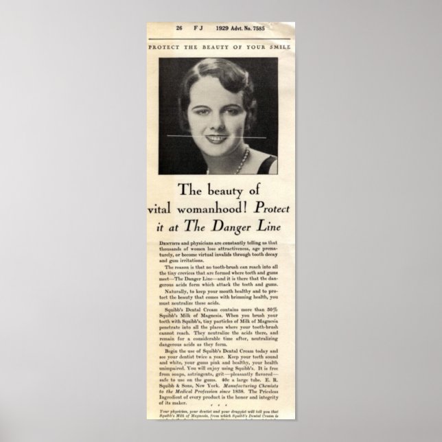 Poster Annonce de crème dentaire Squibb 1929 (Devant)