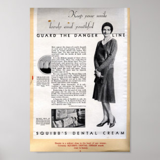 Poster Annonce de crème dentaire Squibb 1929