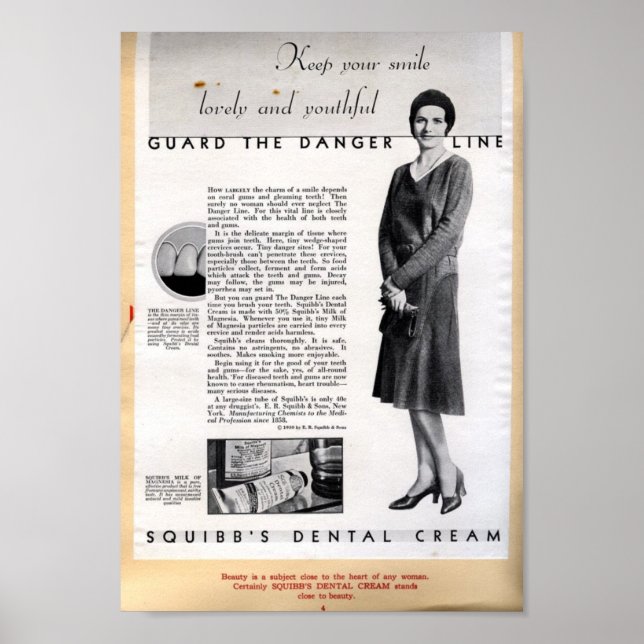 Poster Annonce de crème dentaire Squibb 1929 (Devant)