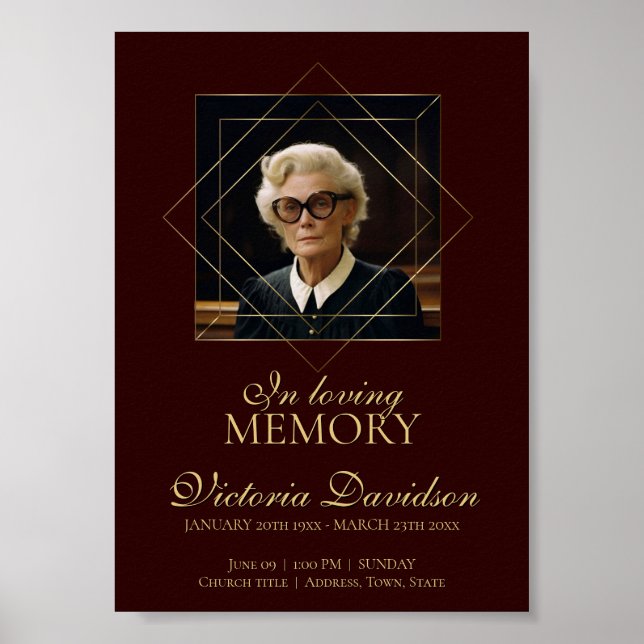 Poster Annonce de décès numérique post foncé rouge (Devant)