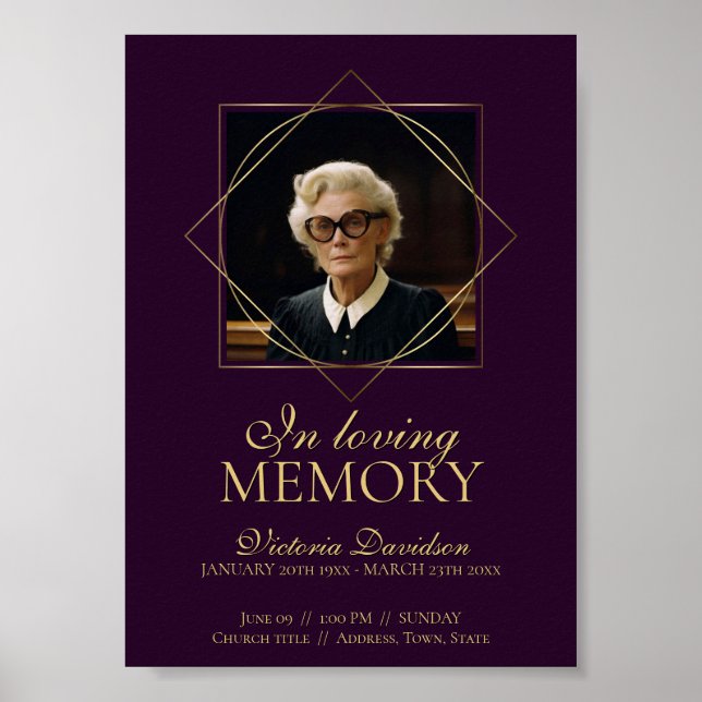 Poster Annonce de décès numérique sur fond Deep Purple (Devant)