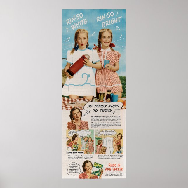 Poster Annonce de détergent Rinso 1946 (Devant)