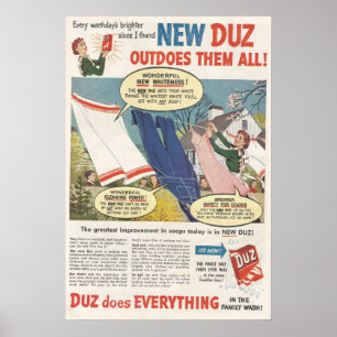 Poster Annonce de détergents Duz 1949