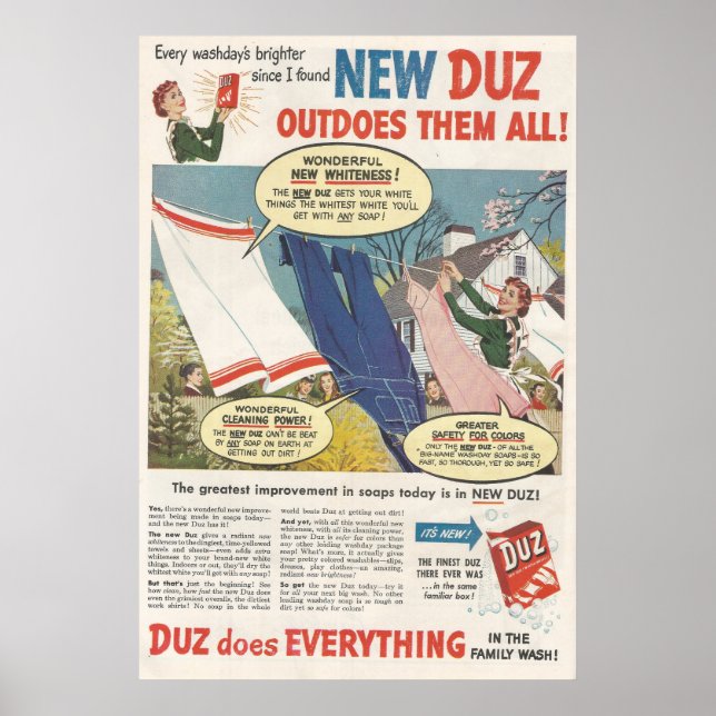 Poster Annonce de détergents Duz 1949 (Devant)