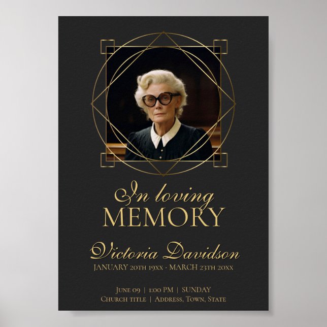 Poster Annonce de funérailles numérique Post Dark Grey (Devant)